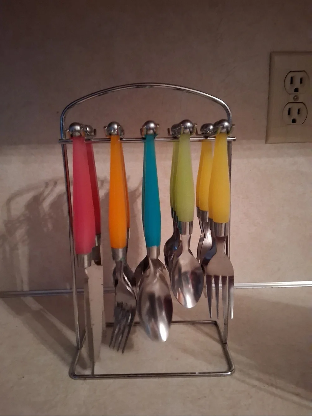 Colorful Knife Set with Blue, Green, Yellow, Orange Handles